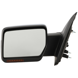 Power Mirror for Ford F-150 2009-2010, Left Driver, Non-Towing, Manual Folding, Heated, Chrome, with In-housing Signal Light and Memory, without Auto Dimming and Blind Spot Detection, Replacement