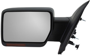 Power Heated Non-Towing Mirror for 2009-2010 Ford F-150, Left Driver, Manual Folding, Paintable, with In-housing Signal Light and Memory, without Auto Dimming and BSD, Replacement