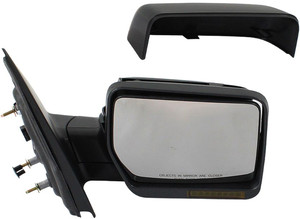 Right Passenger Mirror for Ford F-150 2007-2008, Non-Towing, Power, Manual Folding, Heated, Paintable, with In-Housing Signal Light, without Auto Dimming, Blind Spot Detection, and Memory, Replacement