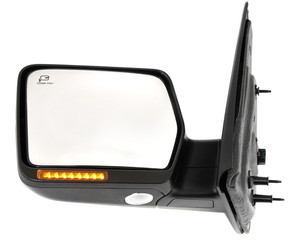 Power Folding Heated Textured Left Driver Mirror for Ford F-150 2005-2006, Non-Towing, with In-Housing Signal Light, without Auto Dimming and Blind Spot Detection, and Memory, Replacement