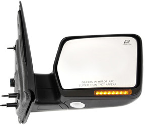 Right Passenger Mirror for Ford F-150 2005-2006, Non-Towing, Power Adjustable, Power Folding, Heated, Textured, with In-Housing Signal Light, without Auto Dimming, Blind Spot Detection, Memory, Replacement