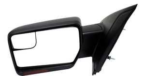 Replacement Mirror for Ford F-150 2011-2014, Left Driver, Non-Towing, Power Operated, Manual Folding, Heated, Paintable, with Blind Spot Glass, Memory and Signal Light, without Puddle Light