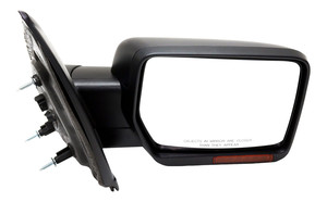 Right Passenger Mirror for Ford F-150 2011-2014, Non-Towing, Power Adjustable, Manual Folding, Heated, Paintable, Equipped with Memory and Signal Light, Excludes Blind Spot Feature and Puddle Light, Replacement
