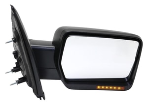 Power Heated Right Passenger Side Mirror for Ford F-150 (2011-2014), Manual Folding, Textured, with Signal Light, without Blind Spot Feature, w/Memory, Puddle Light, Non-Towing, Replacement