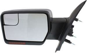 Power Mirror Left Driver for Ford F-150 2011-2014 Non-Towing, Non-Folding, Heated, Chrome, with Blind Spot Glass, Memory, and Signal Light, without Puddle Light, (Excluding SVT Raptor Model), Replacement