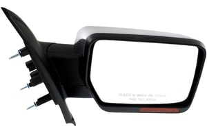 Mirror for Ford F-150 2011-2014 Right Passenger, Non-Towing, Power Operated, Non-Folding, Heated, Chrome, with Memory and Signal Light, without Blind Spot Feature and Puddle Light, Excludes SVT Raptor Model, Replacement