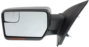 Mirror for Ford F-150 2011-2014, Left Driver, Non-Towing, Power Adjusting, Power Folding, Heated, Chrome, w/ Blind Spot Glass, Memory Function, Puddle and Signal Light, Replacement