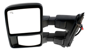Towing Mirror for Ford F-Series Super Duty (2008-2009), Left Driver Side, Power Folding, Heated, Textured, with Auto Extend, Signal Light, Side Marker, without Memory, Replacement