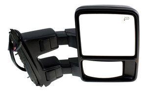 Towing Mirror for Ford F-Series Super Duty (2008-2009), Right Passenger Side, Power, Power Folding, Heated, Textured, Auto Extend with Signal Light, Without Memory, Side Marker, Replacement