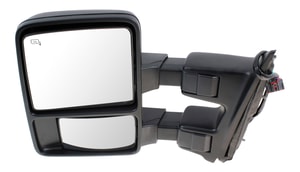 Towing Mirror for F-Series Super Duty (2010-2012), Left Driver, Power Adjustable, Power Folding, Heated, Textured, with Auto Extend, Turn Signal Light, Side Marker, without Memory, Replacement