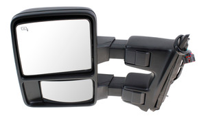 Towing Mirror for F-Series Super Duty (2010-2012), Left Driver, Power Adjustable, Power Folding, Heated, Textured, with Auto Extend, Turn Signal Light, Side Marker, without Memory, Replacement