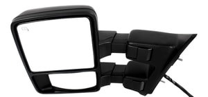 Towing Mirror for Ford F-Series Super Duty 2008-2009, Left Driver, Power Operated, Power Folding, Heated, Textured, with Auto Extend, Memory, and Signal Light, Replacement