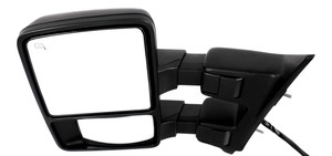 Towing Mirror for Ford F-Series Super Duty 2008-2009, Left Driver, Power Operated, Power Folding, Heated, Textured, with Auto Extend, Memory, and Signal Light, Replacement