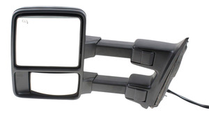 Towing Mirror for Ford F-Series Super Duty 2008-2009, Left Driver, Power, Power Folding, Heated, Chrome/Paintable, 2 Caps, with Auto Extend and Signal Light, without Memory, Replacement