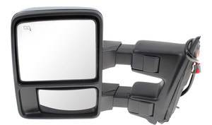 Towing Mirror for Ford F-Series Super Duty 2010-2016, Left Driver, Power, Power Folding, Heated, Chrome/Paintable, 2 Caps, with Auto Extend and Signal Light, without Memory, Replacement