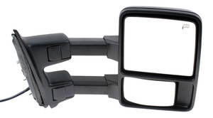 Towing Mirror for Ford F-Series Super Duty 2011-2016, Power Folding, Heated, Chrome/Paintable, 2 Caps, Auto Extend, Signal Light, Temp Sensor, Right Passenger, without Memory, Replacement