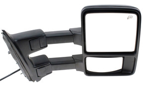 Towing Mirror for Ford F-Series Super Duty 2010-2010, Right Passenger, Power, Power Folding, Heated, Chrome/Paintable, 2 Caps, with Auto Extend and Signal Light, without Memory, Replacement