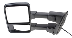 Towing Mirror for Ford F-Series Super Duty 2008-2009, Left Driver, Power, Power Folding, Heated, Chrome/Paintable, 2 Caps, with Auto Extend, Memory and Signal Light, Replacement