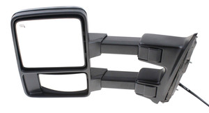 Towing Mirror for Ford F-Series Super Duty 2008-2009, Left Driver, Power, Power Folding, Heated, Chrome/Paintable, 2 Caps, with Auto Extend, Memory and Signal Light, Replacement