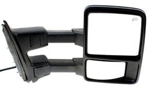 Towing Mirror Right Passenger for Ford F-Series Super Duty 2010-2010 with Power, Power Folding, Heated, Chrome/Paintable, 2 Caps, Auto Extend, Memory, Signal and Side Marker Light, Replacement