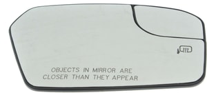 Mirror Glass for Ford Fusion 2011-2012, Right Passenger Side, Heated, with Backing Plate and Blind Spot Glass, without Blind Spot Information System, Replacement