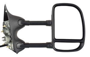 Towing Mirror for Ford F-Series Super Duty (2002-2007) / Excursion (2000-2005), Right Passenger Side, Power Operated, Manual Folding, Non-Heated, Textured, Dual Glass, Dual Arm Type, without Signal Light, Replacement