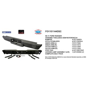 1993 - 2005 Ford Ranger Rear Bumper Assembly