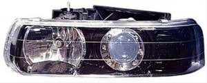 Headlight Performance Set for 1999 - 2002 Chevrolet Silverado 1500, Front Assembly Replacement Housing/Lens/Cover, LKQ Platinum Plus Brand, Fits Base, LS, Custom, Left Driver, WT 4.3L, 4.8L, 5.3L Standard/Extended Cab Pickup, Projector Design with Black Housing,  GM2505124, Replacement