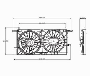Radiator Cooling Fan Assembly for 2005 - 2006 Pontiac Montana, 3.5L V6 Engine, without Rear Air Conditioning,  15290117 Replacement