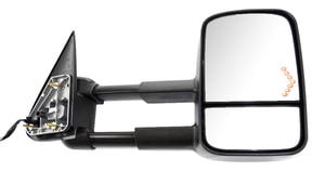 Towing Mirror for Silverado/Sierra 2003-2006 and 2007 Classic, Right Passenger, Power Adjusted, Manual Folding, Heated, Textured Finish, with Signal Light, Replacement