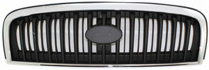 Chrome Shell/Painted Black Insert Grille for 2002-2004 Hyundai Sonata, Replacement