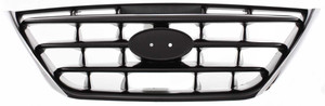Grille for Hyundai Elantra 2004-2006, Made of Durable ABS Plastic, Chrome Shell with Painted Black Insert, Without Fog Lights, Replacement