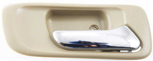 Rear Interior Door Handle for Honda Accord 1998-2002, Right Passenger, Chrome Lever + Beige Housing, Sedan, Without Hole, Replacement