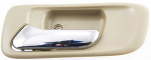 Rear Interior Door Handle for Honda Accord 1998-2002, Left Driver, Chrome Lever + Beige Housing, Sedan, Without Hole, Replacement
