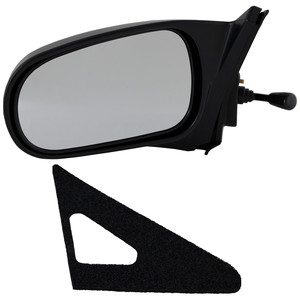 Manual Remote Left Driver Mirror for Honda Civic 1996-2000 Coupe/Hatchback, Non-Folding, Non-Heated, Textured, without Auto Dimming, Blind Spot Detection, Memory, and Signal Light, Replacement