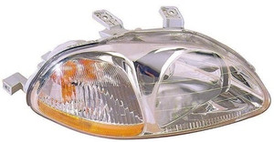 Right Passenger Headlight Assembly for 1996 - 1998 Honda Civic, Front Replacement Housing / Lens / Cover, Includes Side Marker Light, without Bulbs or Sockets, Composite;  33101S01305, Replacement
