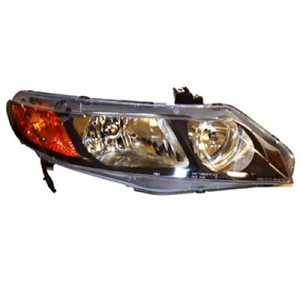 Right Passenger Headlight Assembly for 2006-2008 Honda Civic 4 Door Sedan, Front Headlight Housing/Lens/Cover Replacement, includes side marker/park/signal lights, without bulbs or sockets, Composite,  33101SNAA02, Replacement