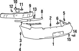 1996 - 1998 Hyundai Elantra Rear Bumper Cover