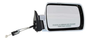 Manual Remote Right Passenger Mirror for Jeep Cherokee 1984-1996, Non-Folding, Non-Heated, Chrome, Without Auto Dimming, Blind Spot Detection, Memory, Replacement, and Signal Light