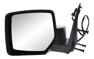 Power Mirror for Jeep Liberty 2008-2012, Left Driver, Manual Folding, Heated, Textured, without Memory and Prong Connector (with 10-Hole, 5-Pin Plug), Replacement