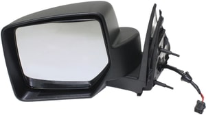 Power Heated Mirror for Jeep Liberty 2008-2012, Left Driver, Manual Folding, Textured, without Memory and Prong Connector (with 8-Hole, 5-Pin Plug), Replacement
