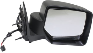 Power Heated Mirror for Jeep Liberty 2008-2012, Right Passenger Side, Manual Folding, Textured, without Memory and Prong Connector with 8-Hole, 5-Pin Plug, Replacement