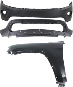 Front Bumper Cover Assembly Kit for 2014-2016 Jeep Grand Cherokee, 3-Piece with Fender Replacement