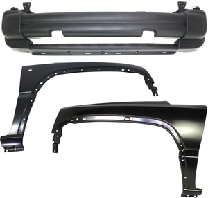 Front Bumper Cover Assembly for 2005-2007 Jeep Liberty, 3-Piece Kit with Fenders, Replacement