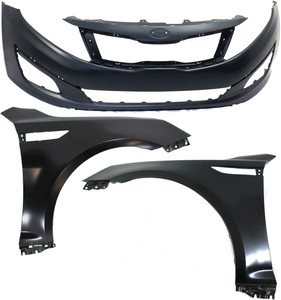 Front Bumper Cover Assembly for 2014-2015 KIA Optima, 3-Piece Kit with Fenders, Built for USA Vehicles, Perfect Replacement