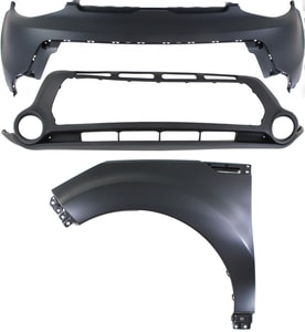 Front Bumper Cover Assembly for KIA SOUL 2014-2016, 3-Piece Kit with Fender, Replacement
