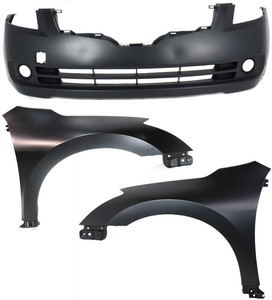 Front Fender Assembly for 2007-2009 Nissan Altima, Right Passenger and Left Driver, 3-Piece Kit Includes Bumper Cover, Replacement