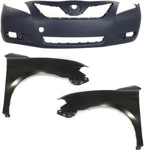 Front Bumper Cover Assembly for 2007-2009 Toyota Camry, 3-Piece Kit with Fenders, for Japan Built Vehicle Replacement