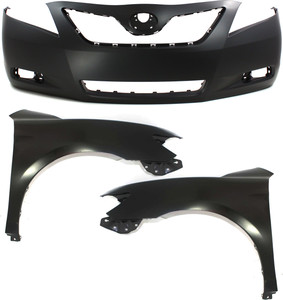 Front Bumper Cover Assembly for 2007-2009 Toyota Camry, 3-Piece Kit with Fenders, Designed for USA Built Vehicle, Replacement