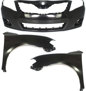 Front Bumper Cover Assembly for 2010-2011 Toyota Camry, 3-Piece Kit with Fenders, Suitable for USA Built Vehicle, Replacement